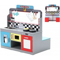 Bucatarie Combo Restaurant 2 in 1 cu loc de luat masa - Brooklyn Diner American Play Kitchen cu Sunete si Lumini-Teamson